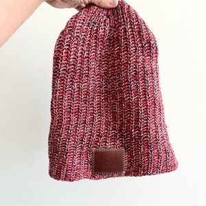 Love Your Melon Unisex Beanie Slouchy Maroon Red White Made in the USA One Size